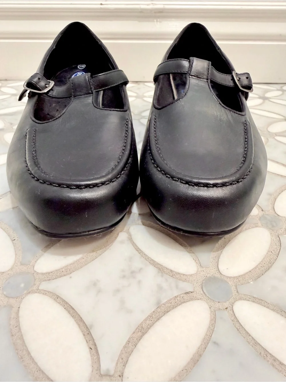 Dr. Scholl's Leather T-Strap Comfort Mary Jane Pumps Black Size 11 W Wide Width - Picture 9 of 13